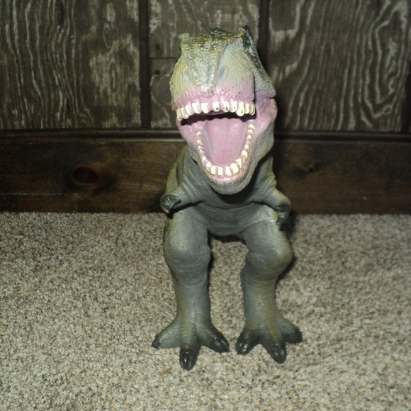Tyrannosaurus Rex Dinosaur by Toy Magic Trading Co. 11.5" H x 18" L Green 2003 - Picture 3 of 3